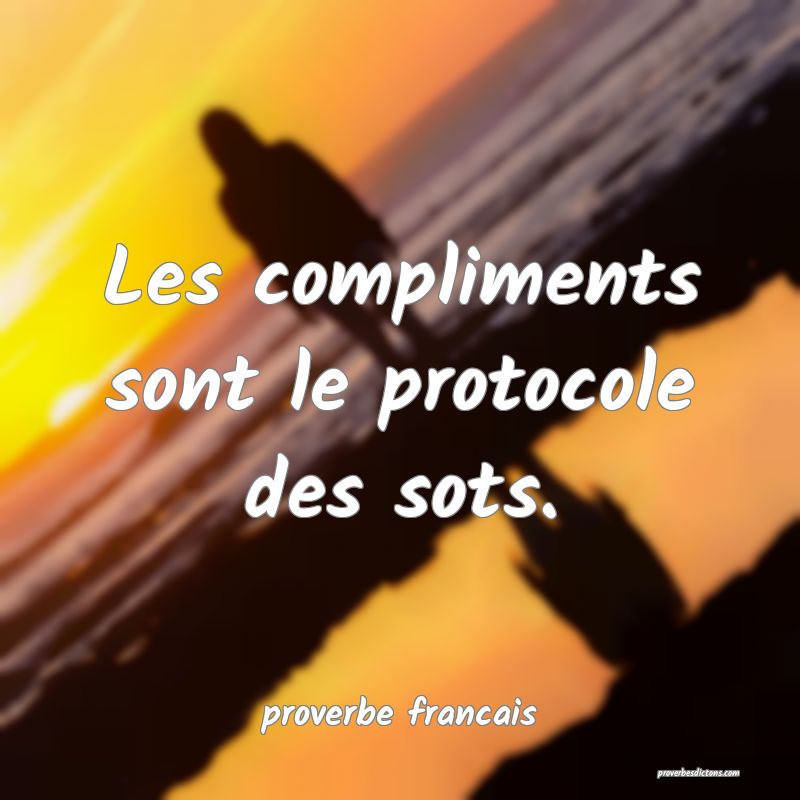  Les compliments sont le protocole des sots.