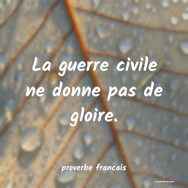  La guerre civile ne donne pas de gloire.