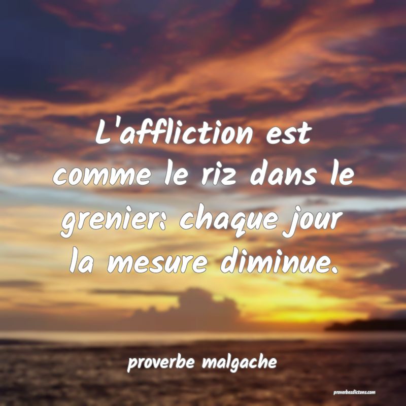  L'affliction est comme le riz dans le grenier: chaque jour la mesure diminue.