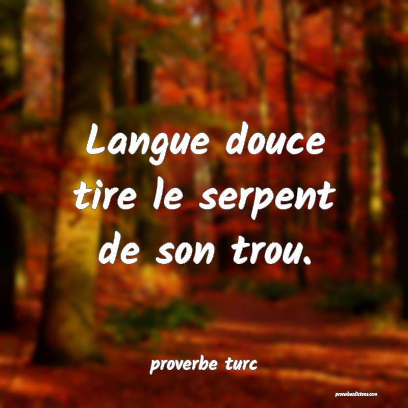 Langue douce tire le serpent de son trou.