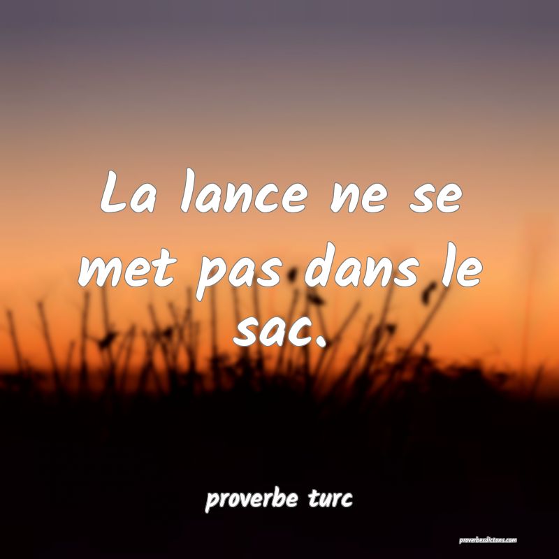  La lance ne se met pas dans le sac.