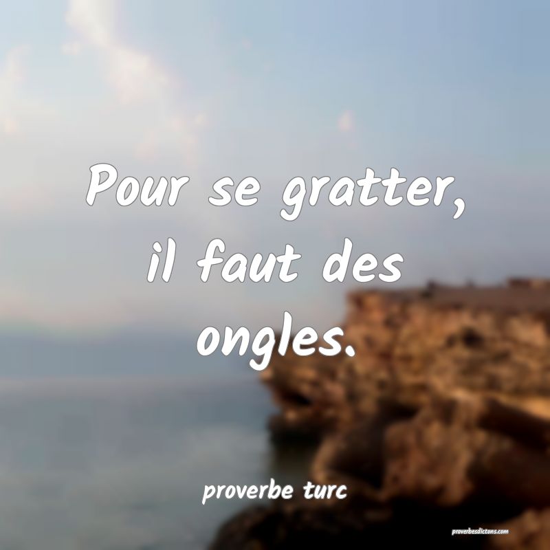  Pour se gratter, il faut des ongles.