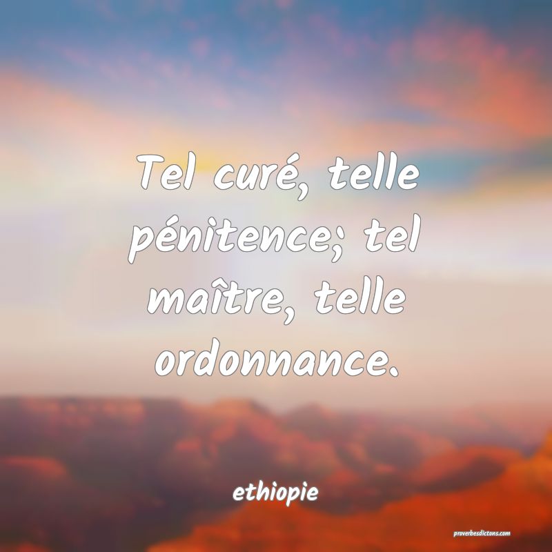 Tel curé, telle pénitence; tel maître, telle ordonnance.