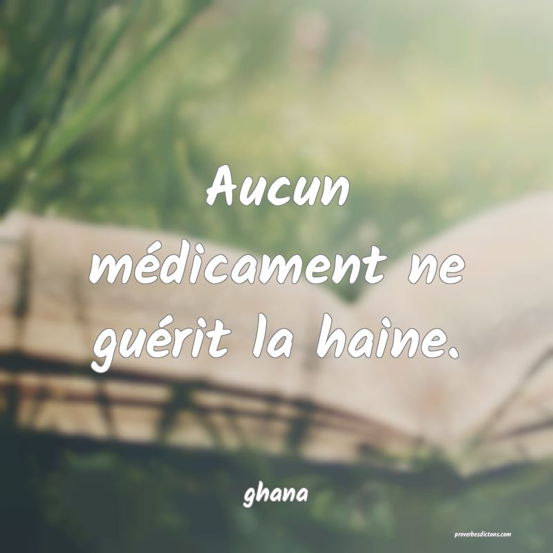  Aucun médicament ne guérit la haine.