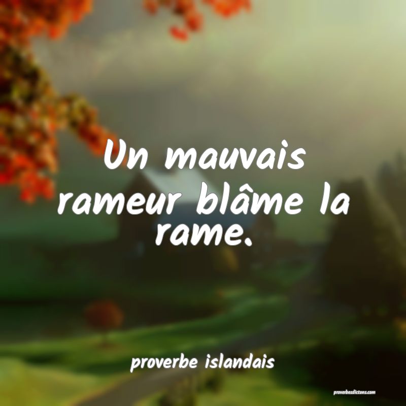  Un mauvais rameur blâme la rame.