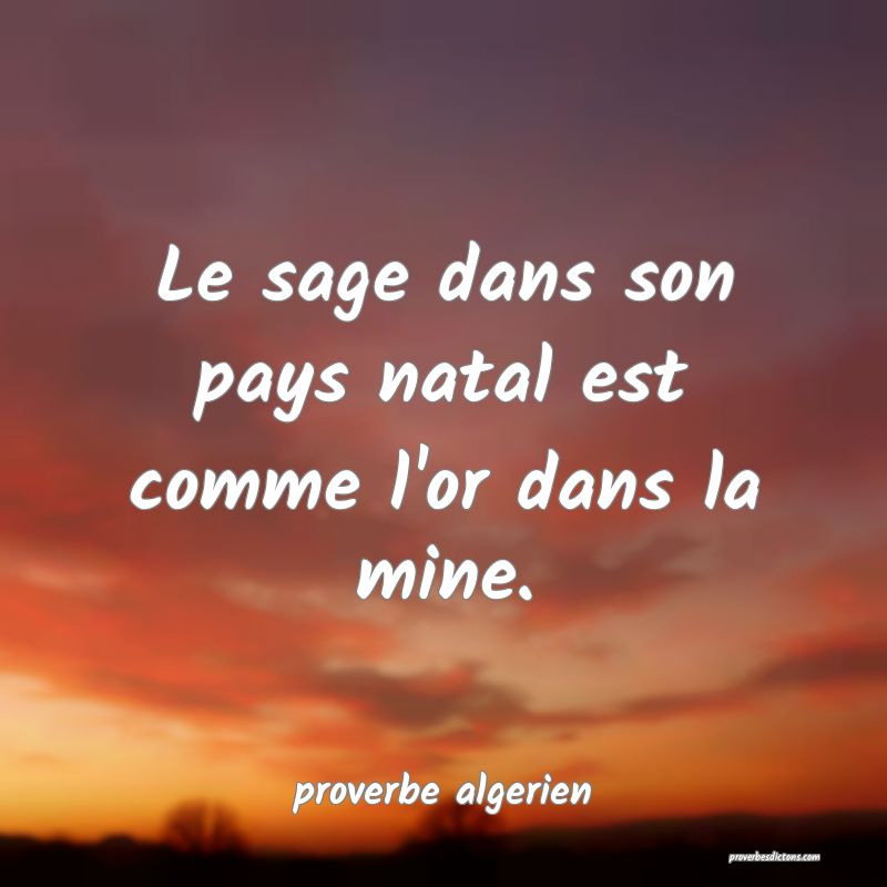  Le sage dans son pays natal est comme l'or dans la mine.