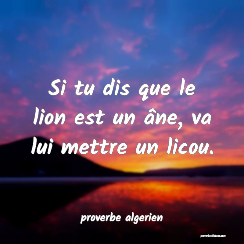  Si tu dis que le lion est un âne, va lui mettre un licou.