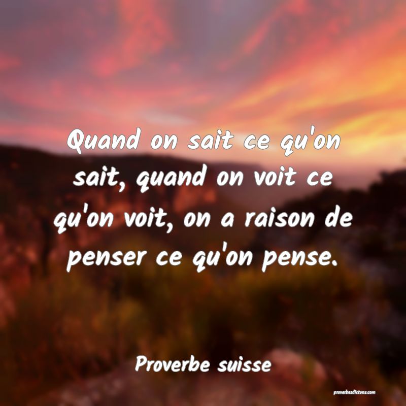  Quand on sait ce qu'on sait, quand on voit ce qu'on voit, on a raison de penser ce qu'on pense.