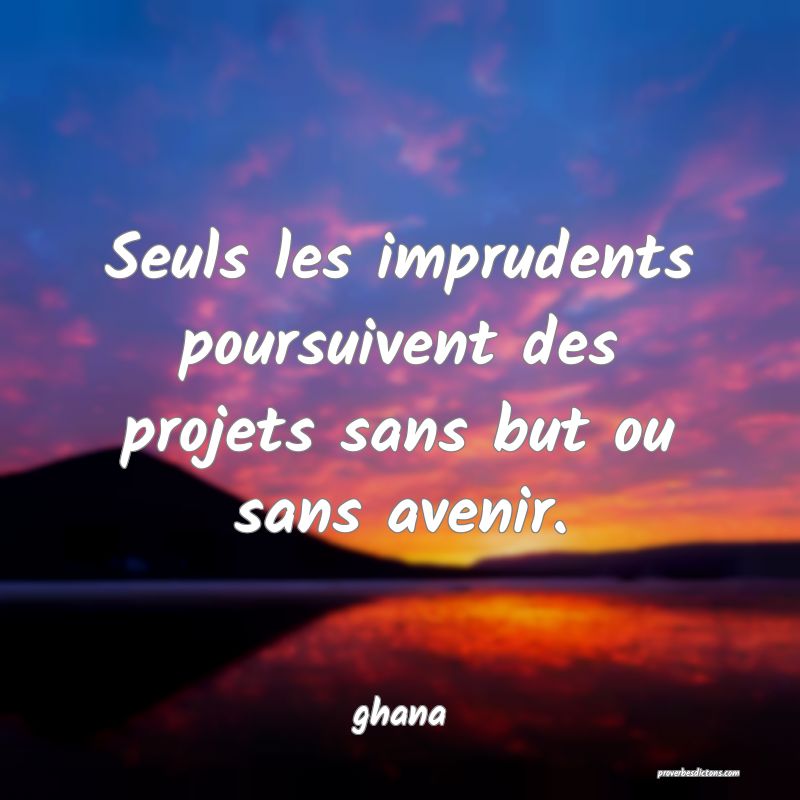  Seuls les imprudents poursuivent des projets sans but ou sans avenir.