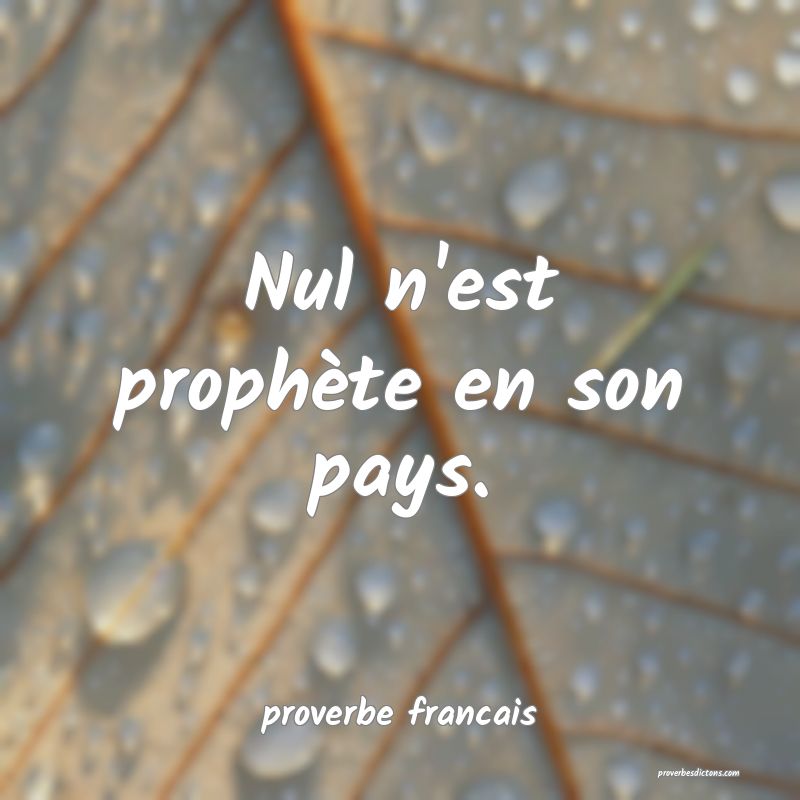  Nul n'est prophète en son pays.