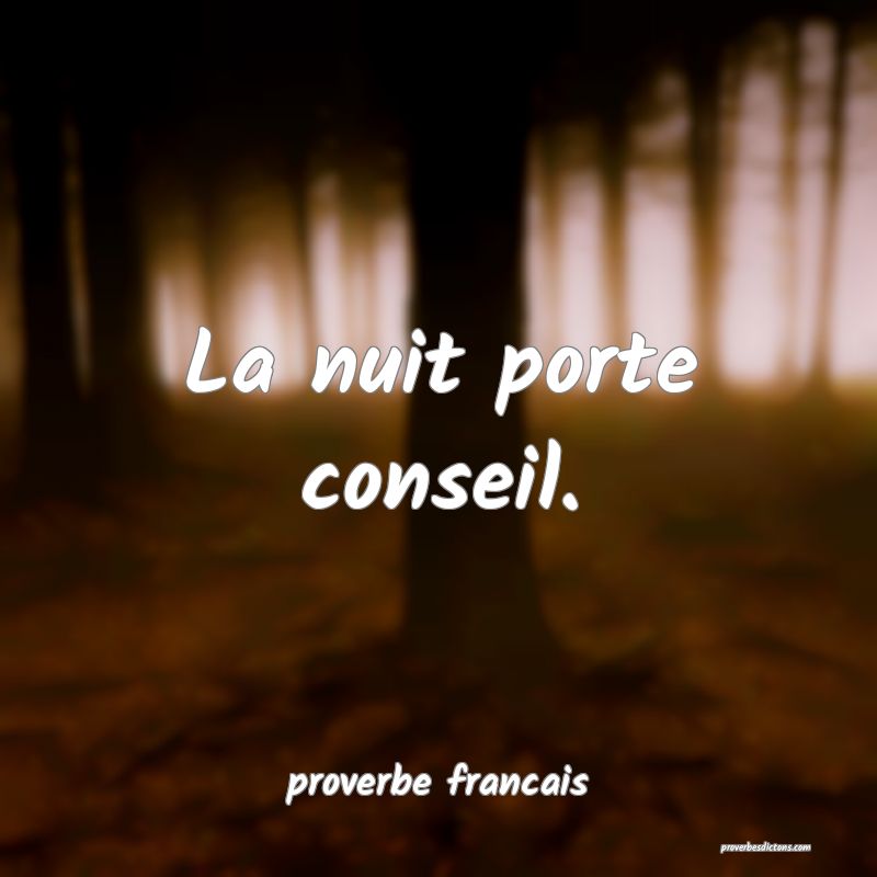  La nuit porte conseil.