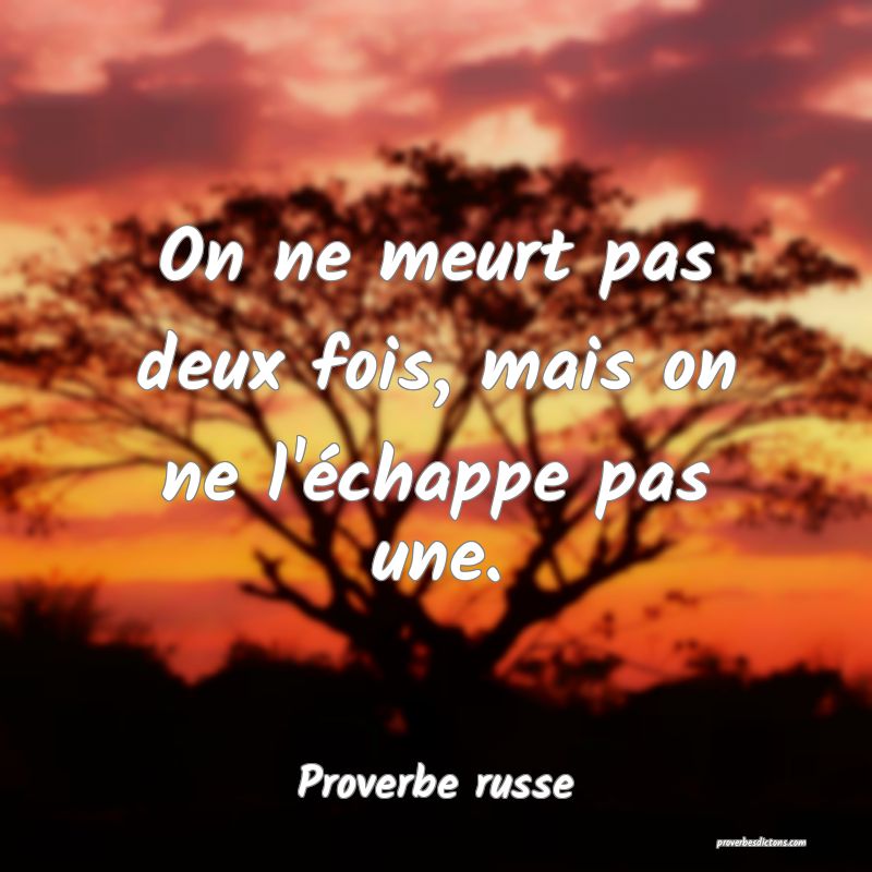  On ne meurt pas deux fois, mais on ne l'échappe pas une.