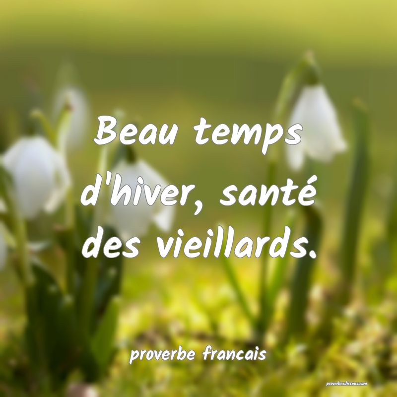  Beau temps d'hiver, santé des vieillards.