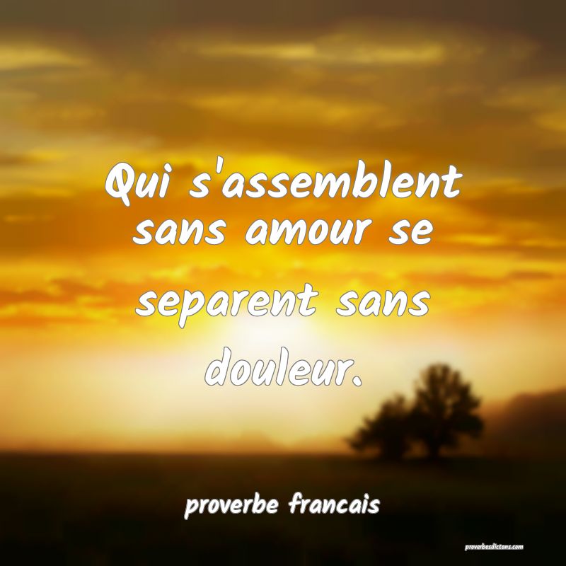  Qui s'assemblent sans amour se separent sans douleur.