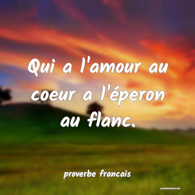  Qui a l'amour au coeur a l'éperon au flanc.