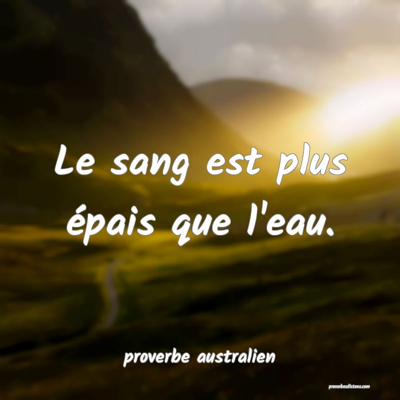  Le sang est plus épais que l'eau.