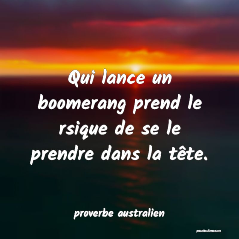  Qui lance un boomerang prend le rsique de se le prendre dans la tête.