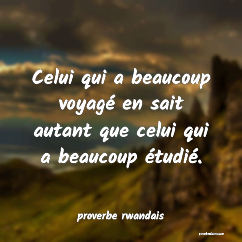  Celui qui a beaucoup voyagé en sait autant que celui qui a beaucoup étudié.