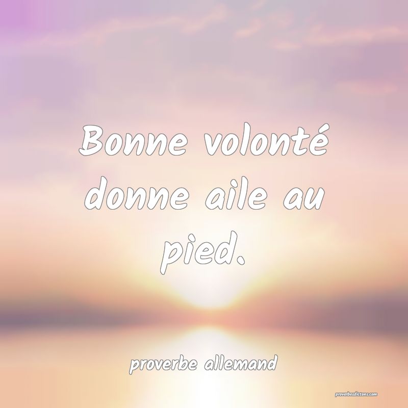  Bonne volonté donne aile au pied.