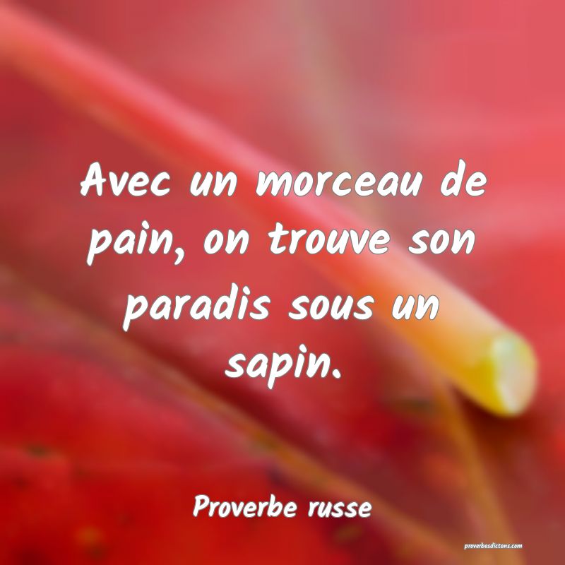  Avec un morceau de pain, on trouve son paradis sous un sapin.