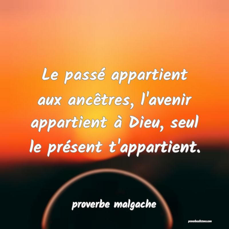  Le passé appartient aux ancêtres, l'avenir appartient à Dieu, seul le présent t'appartient.