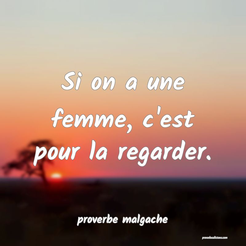 Si on a une femme, c'est pour la regarder.
