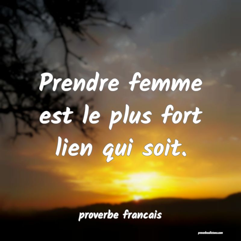  Prendre femme est le plus fort lien qui soit.