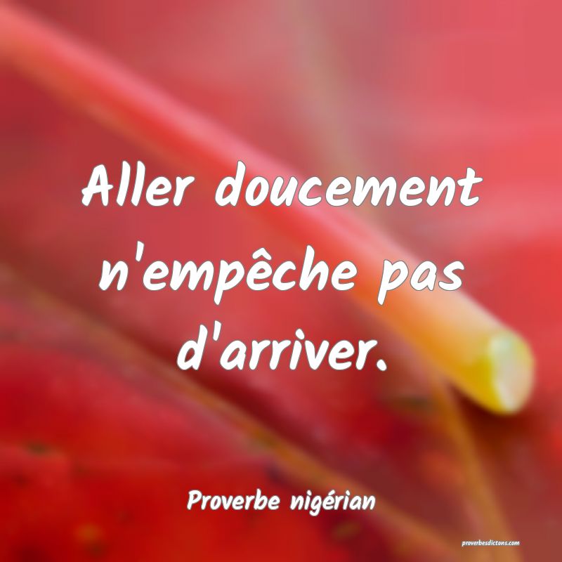 Aller doucement n'empêche pas d'arriver.