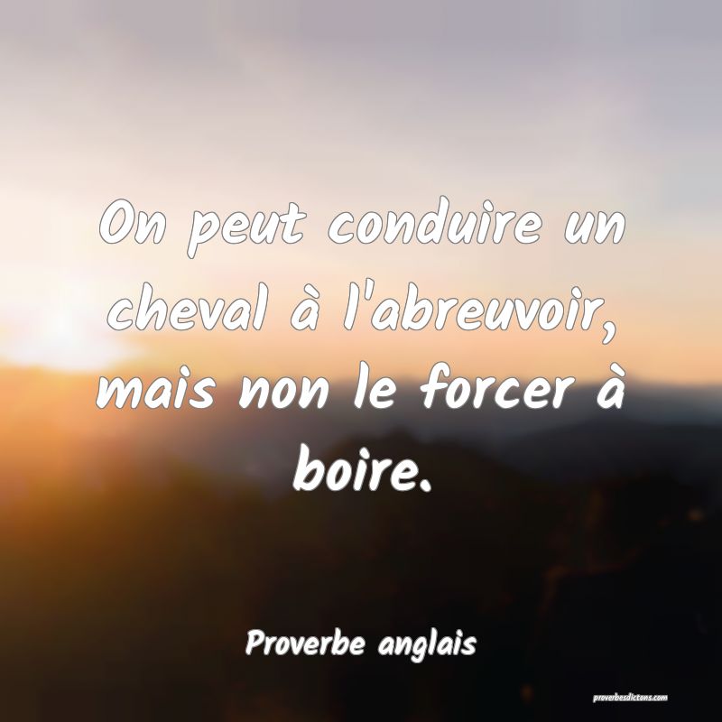  On peut conduire un cheval à l'abreuvoir, mais non le forcer à boire.