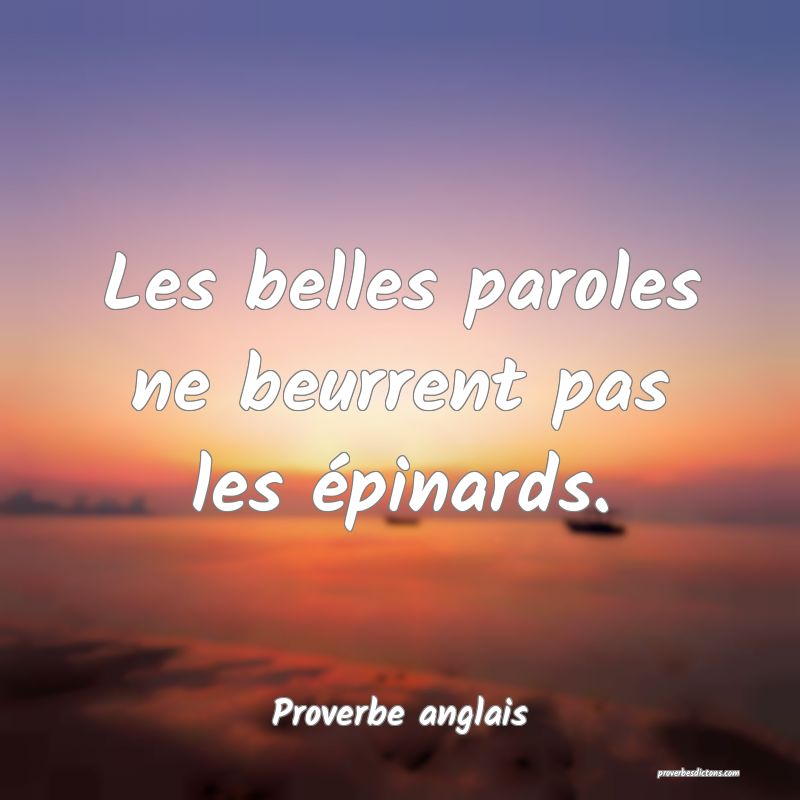  Les belles paroles ne beurrent pas les épinards.