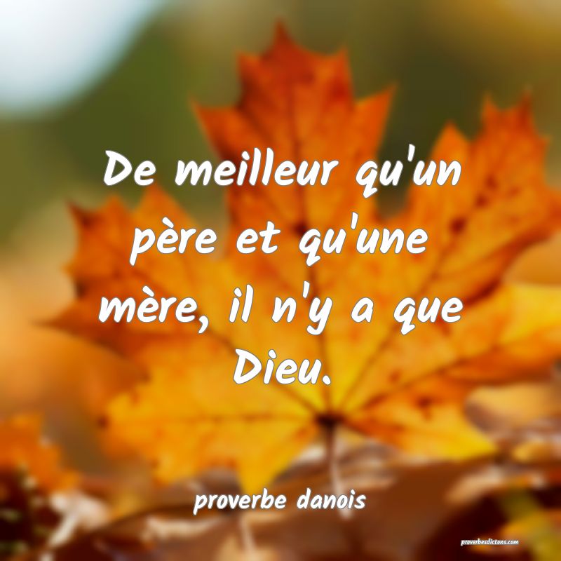  De meilleur qu'un père et qu'une mère, il n'y a que Dieu.