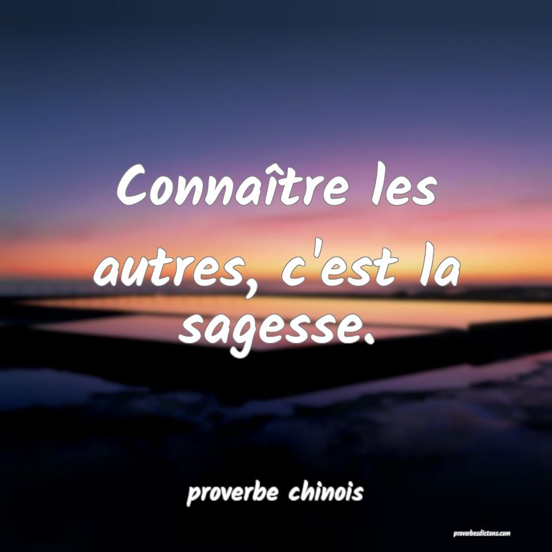  Connaître les autres, c'est la sagesse.