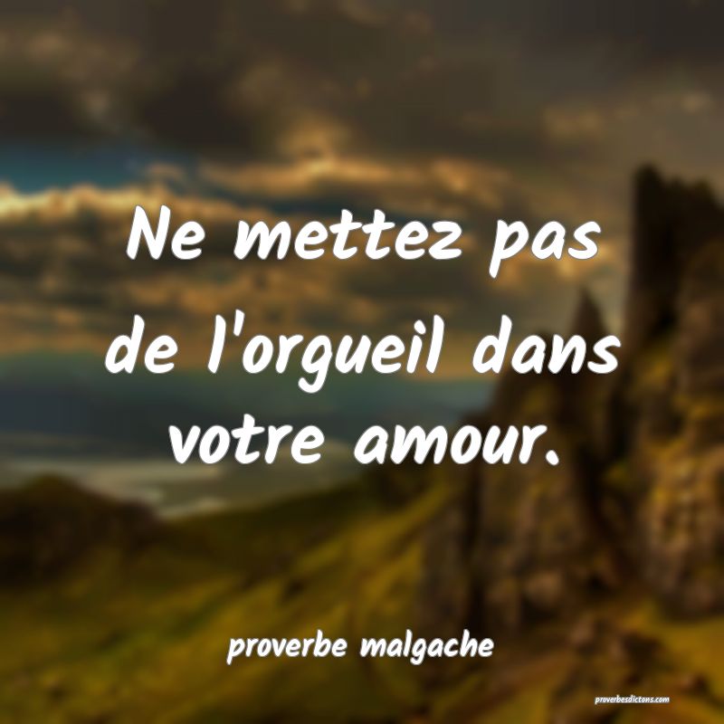  Ne mettez pas de l'orgueil dans votre amour.