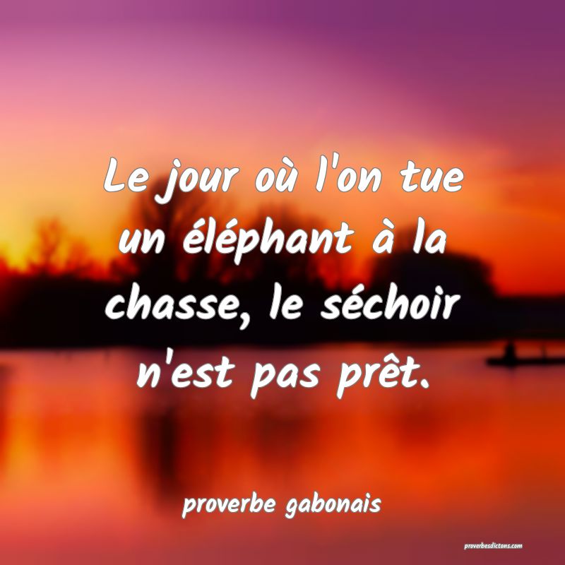 Le jour où l'on tue un éléphant à la chasse, le séchoir n'est pas prêt.