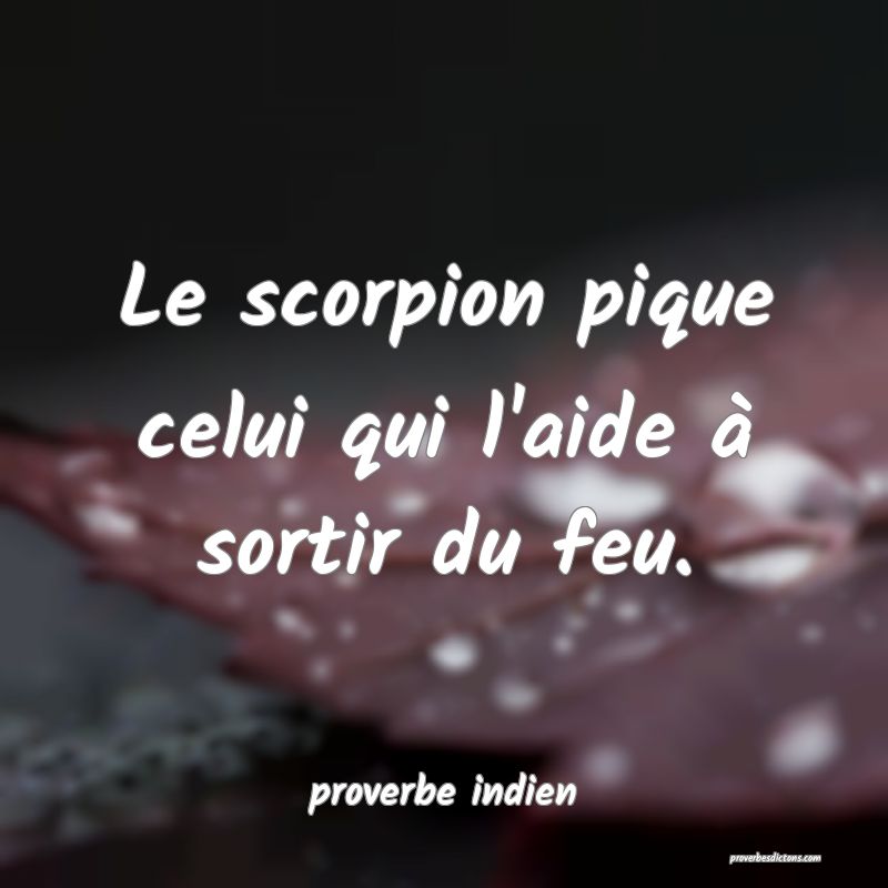  Le scorpion pique celui qui l'aide à sortir du feu.