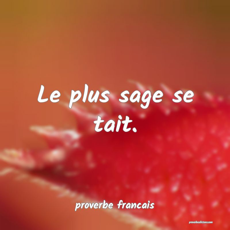  Le plus sage se tait.