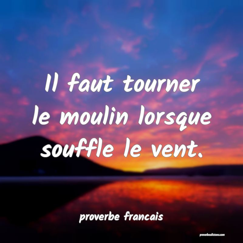  Il faut tourner le moulin lorsque souffle le vent.