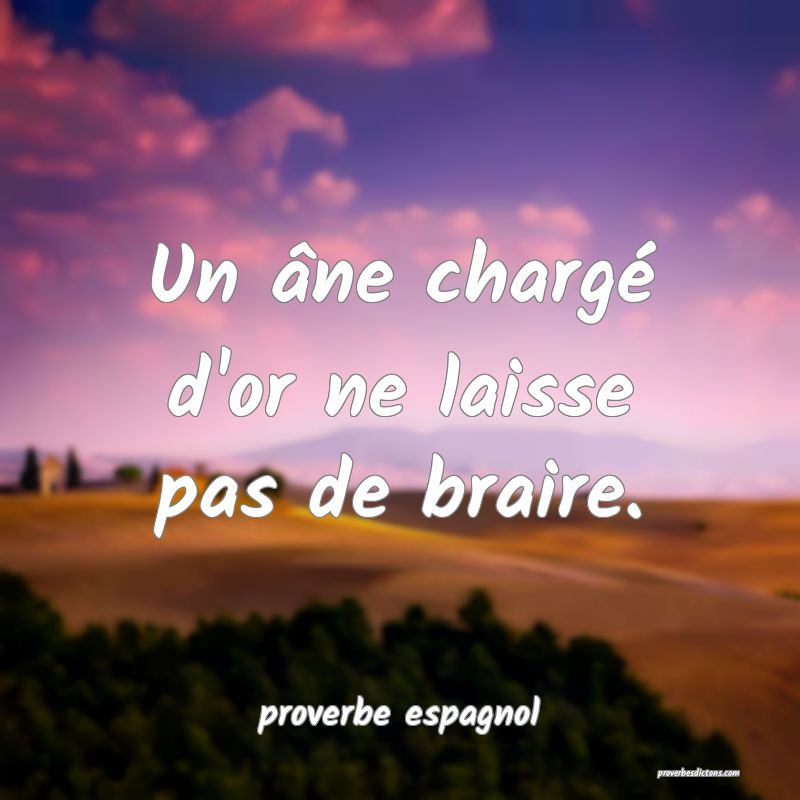 Un âne chargé d'or ne laisse pas de braire.