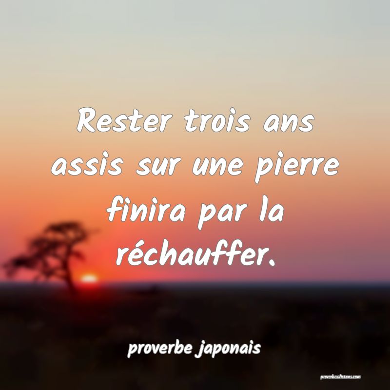  Rester trois ans assis sur une pierre finira par la réchauffer.