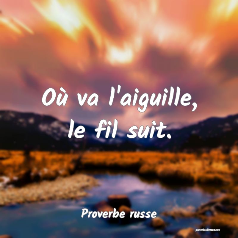  Où va l'aiguille, le fil suit.