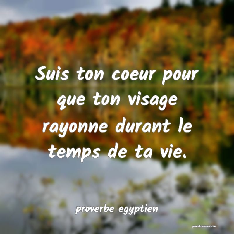  Suis ton coeur pour que ton visage rayonne durant le temps de ta vie.