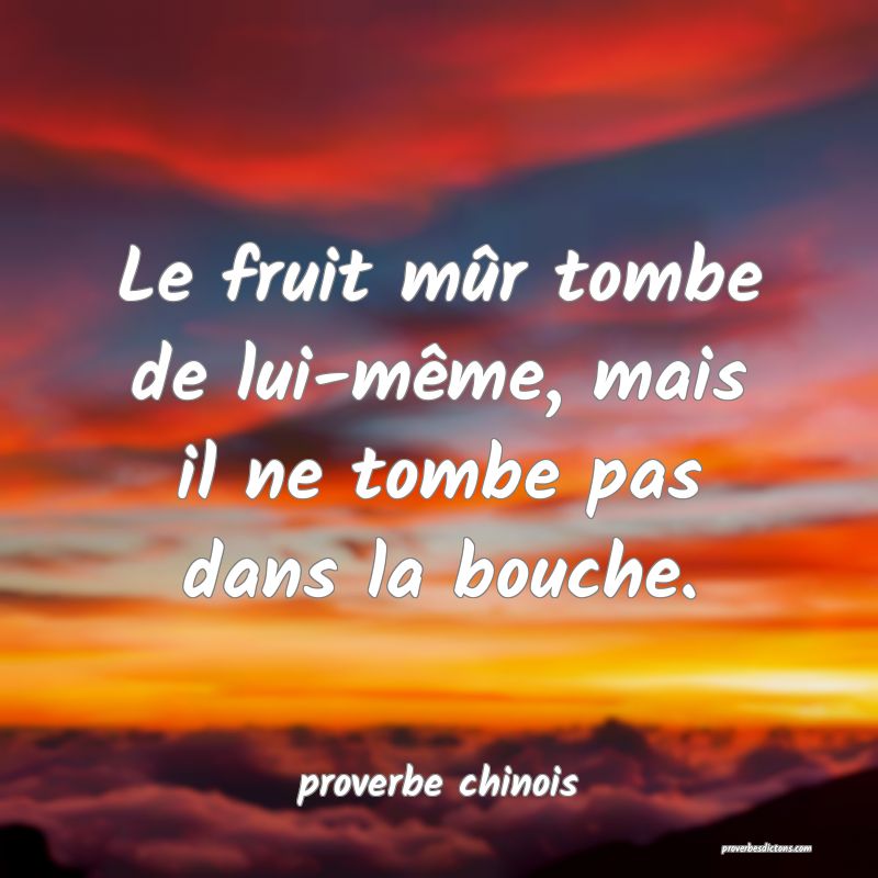  Le fruit mûr tombe de lui-même, mais il ne tombe pas dans la bouche.