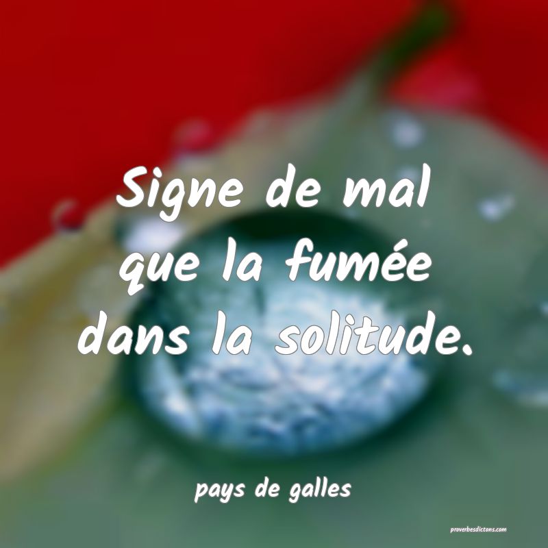  Signe de mal que la fumée dans la solitude.