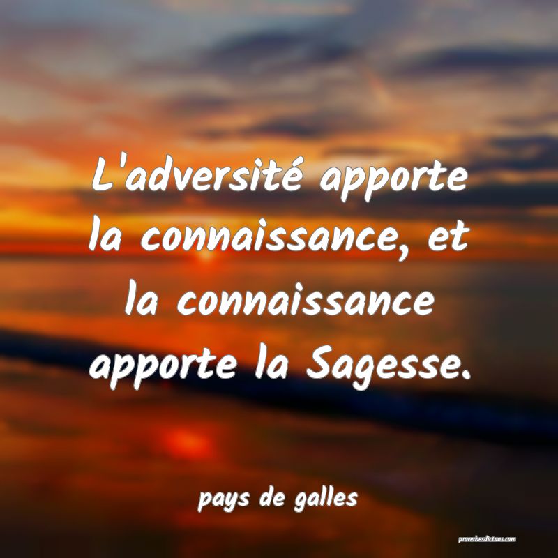  L'adversité apporte la connaissance, et la connaissance apporte la Sagesse.
