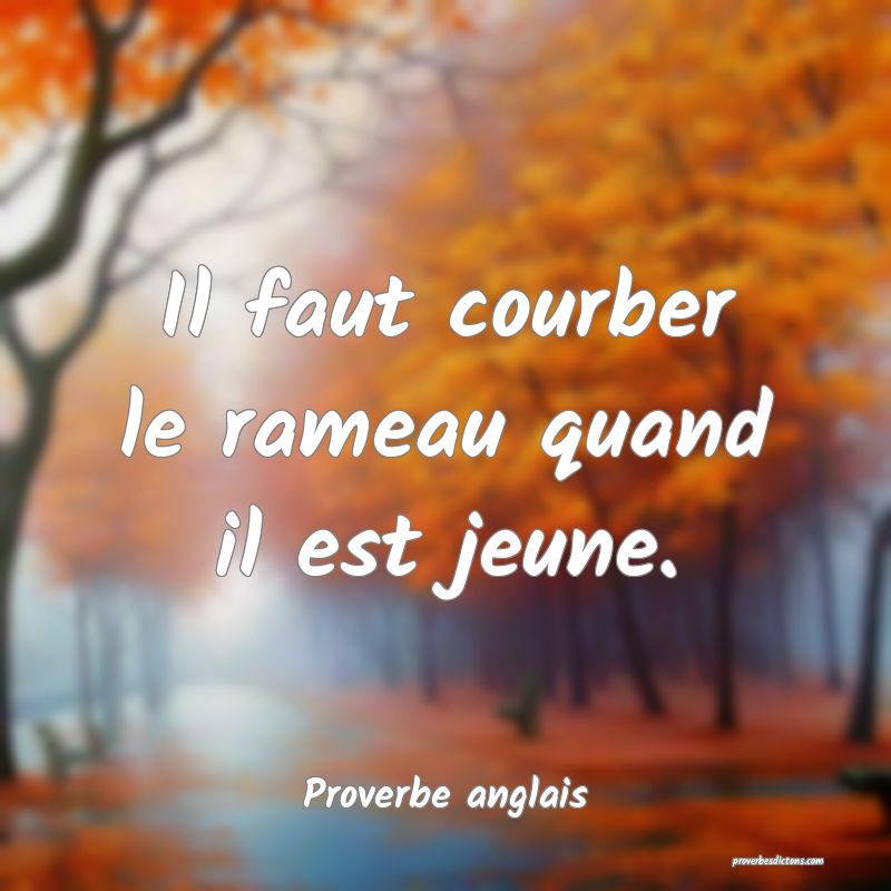  Il faut courber le rameau quand il est jeune.