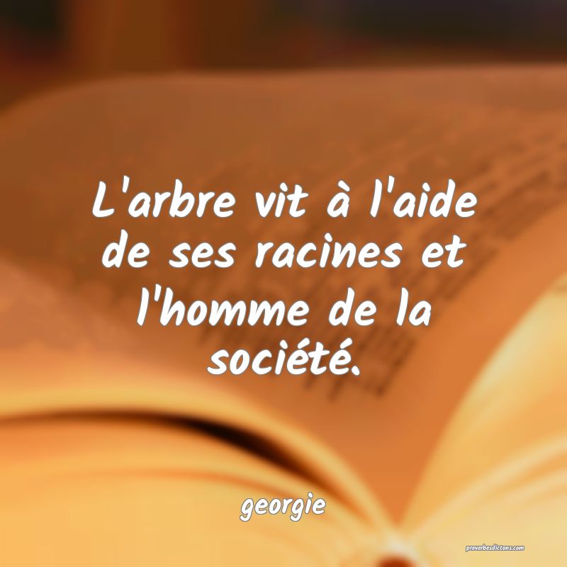  L'arbre vit à l'aide de ses racines et l'homme de la société.