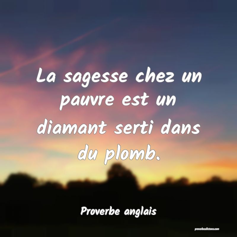 La sagesse chez un pauvre est un diamant serti dans du plomb.