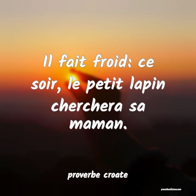  Il fait froid: ce soir, le petit lapin cherchera sa maman.