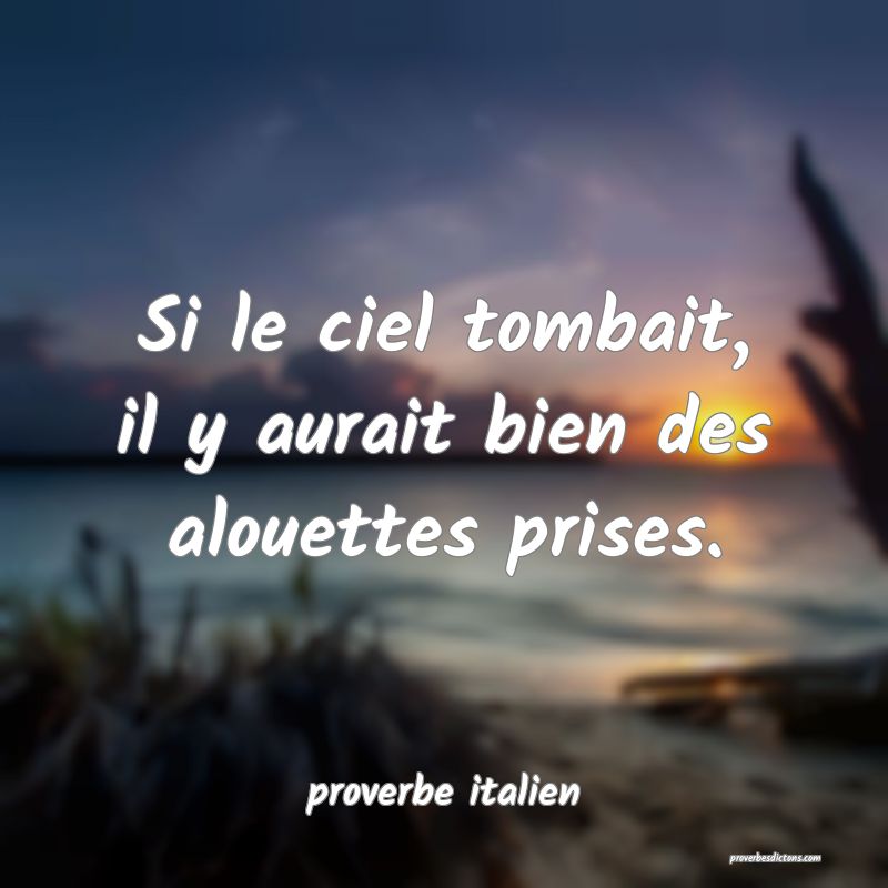  Si le ciel tombait, il y aurait bien des alouettes prises.