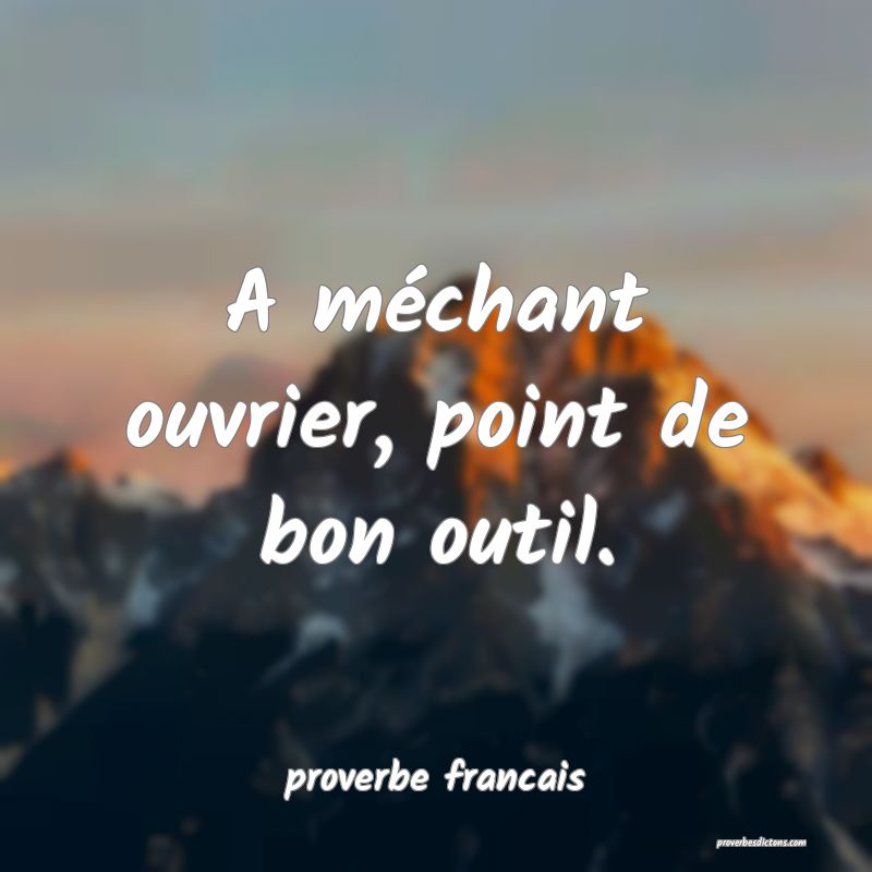  A méchant ouvrier, point de bon outil.